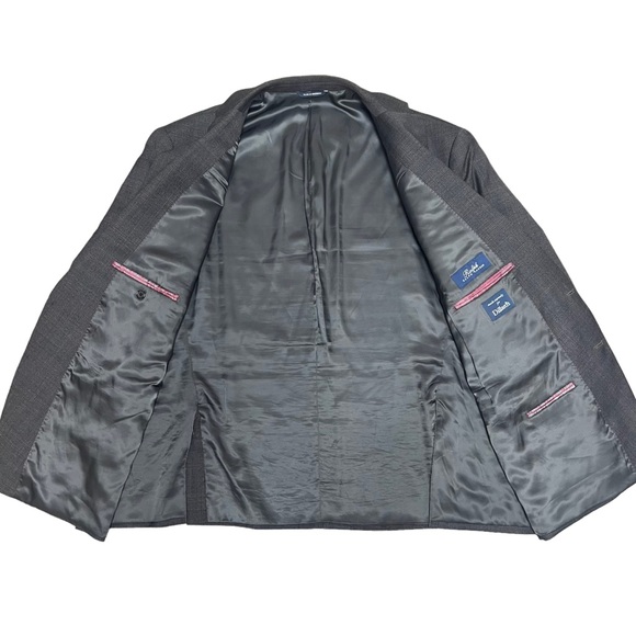 Ralph Ralph Lauren Blazer Jacket Mens 54R Plaid Wool Spandex Dark Gray 56” Chest - Picture 3 of 10